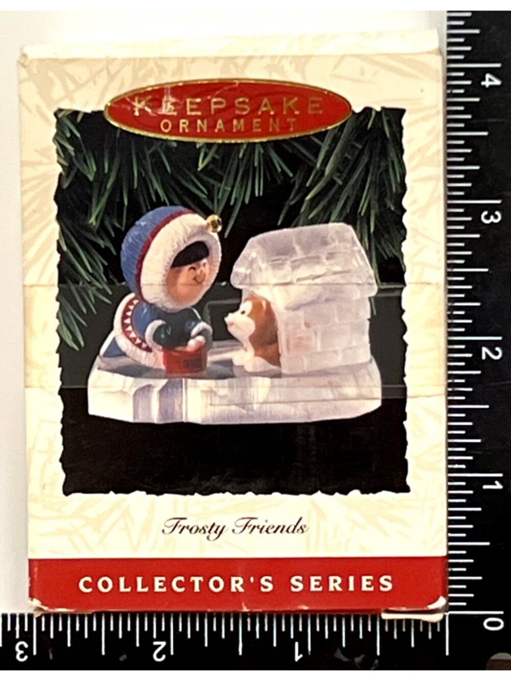 1993 HALLMARK KEEPSAKE ORNAMENT QX414-2 FROSTY FRIENDS PUPPY DOG HOUSE